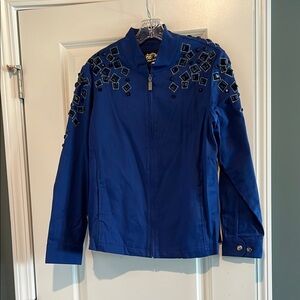 Bob Mackie Royal Blue Embellished Bomber Jacket